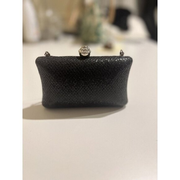 Purse Black Silver Sparkle Clutch Holiday Party New Years Accessory Retro Y2K - Picture 1 of 8